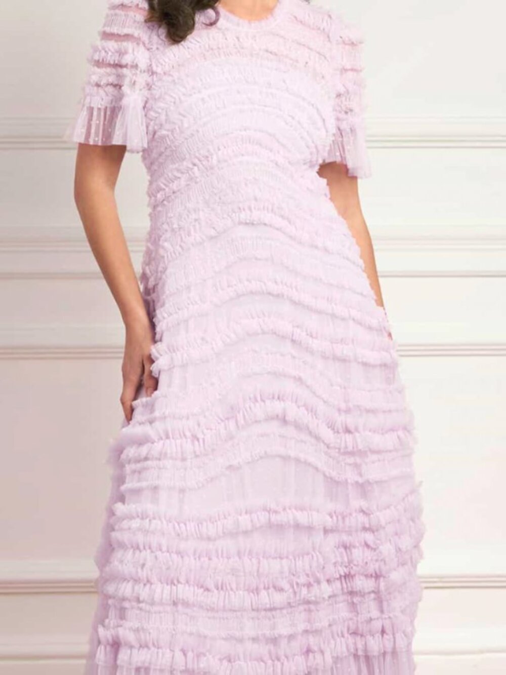 Needle & Thread Amara Round Neck Ruffle Gown - Picture 2 of 5